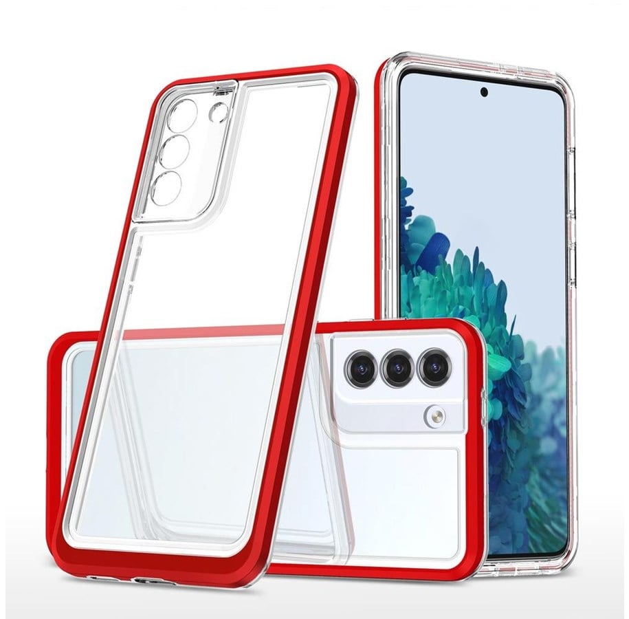 Mobil - Covers & Cases - Hurtel Clear 3in1 Case for Samsung Galaxy S23+ Silicone Cover with Frame Red - 9145576272688
