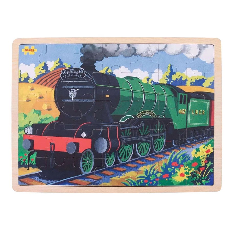 Puslespil - Bigjigs Wooden Jigsaw Puzzle Flying Scotsman - 35 pcs. Wood - BJ484