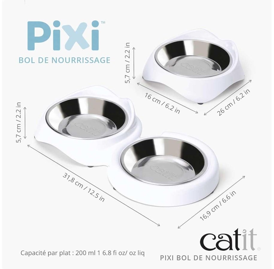 Katte - Catit Pixi Foderskål Dobbelt Hvid - 43875