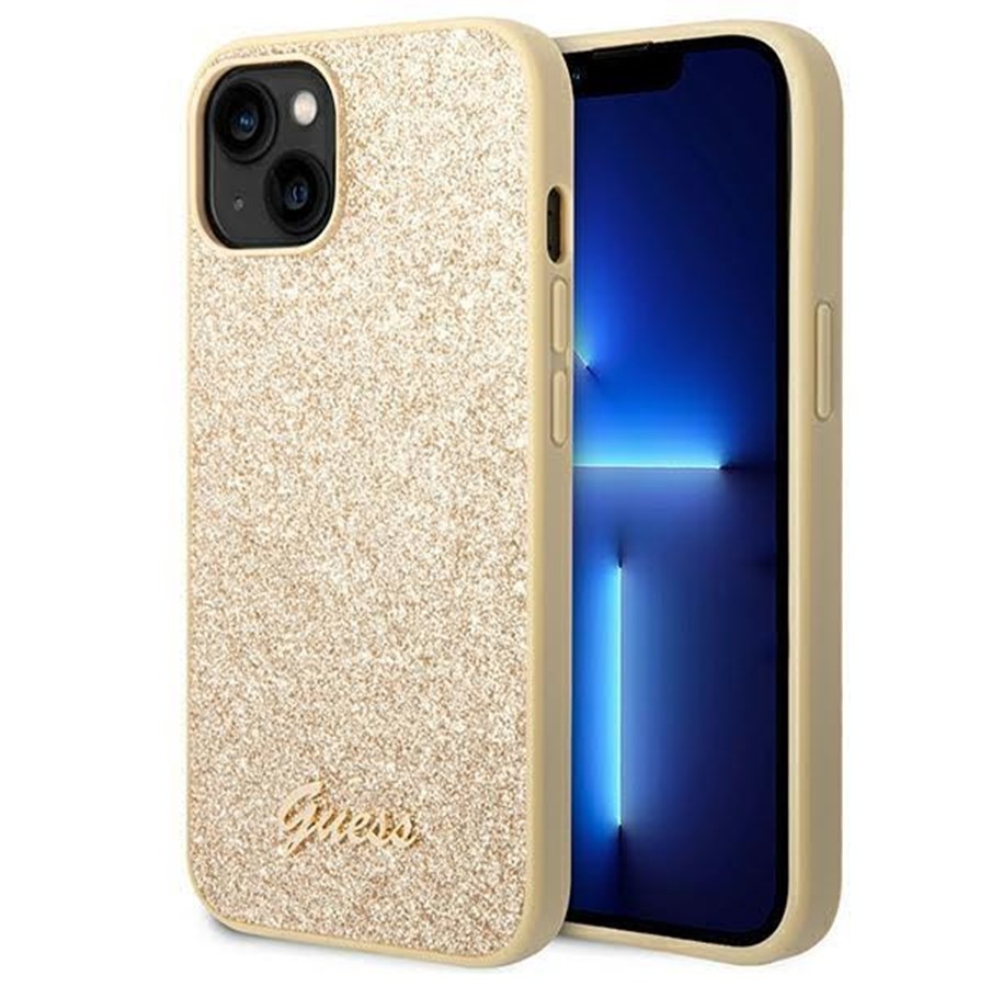 Mobil - Covers & Cases - GUESS GUHCP14SHGGSHD iPhone 14 6.1" gold/gold hard case Glitter Script - 3666339065089