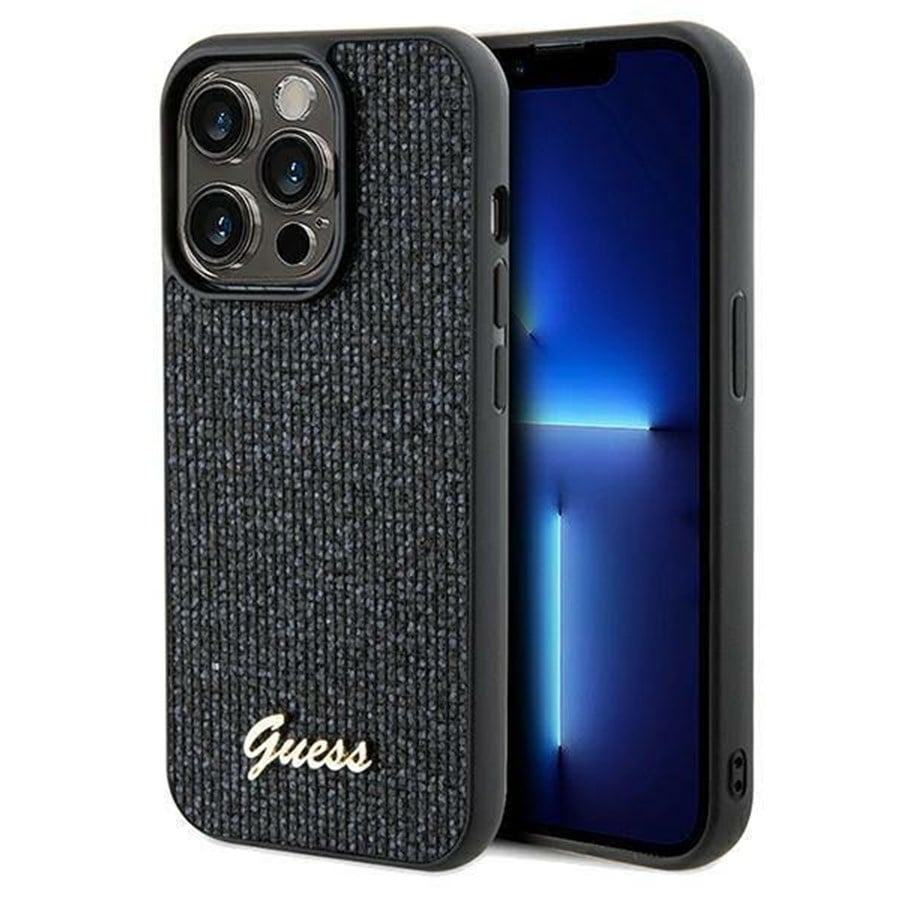 Mobil - Covers & Cases - GUESS Disco Metal Script case for iPhone 14 Pro - black - 3666339173418
