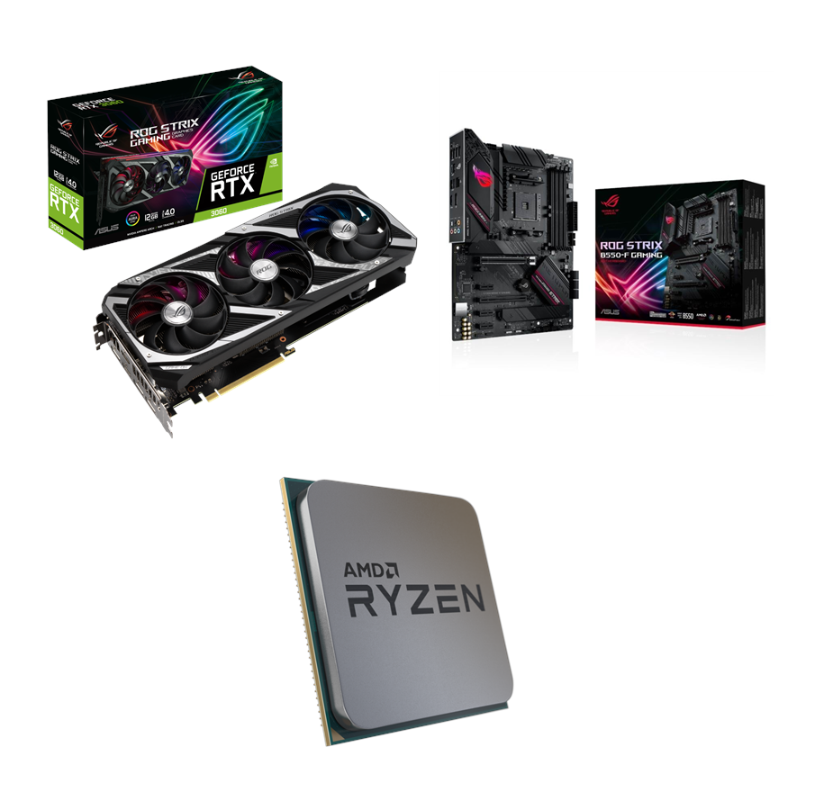 Grafikkort - ASUS GeForce RTX 3060 ROG STRIX - 12GB GDDR6 RAM - Grafikkort - 3060STRIX+B550-F+5600X