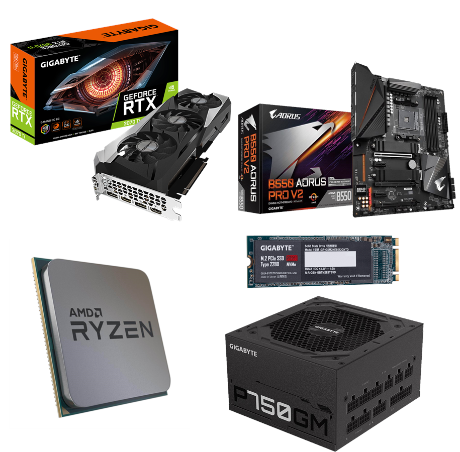 Grafikkort - GIGABYTE GeForce RTX 3070 Ti GAMING OC - 8GB GDDR6X RAM - Grafikkort - 3070TiGOC+B550APV2+5600X+P750GM+512GB