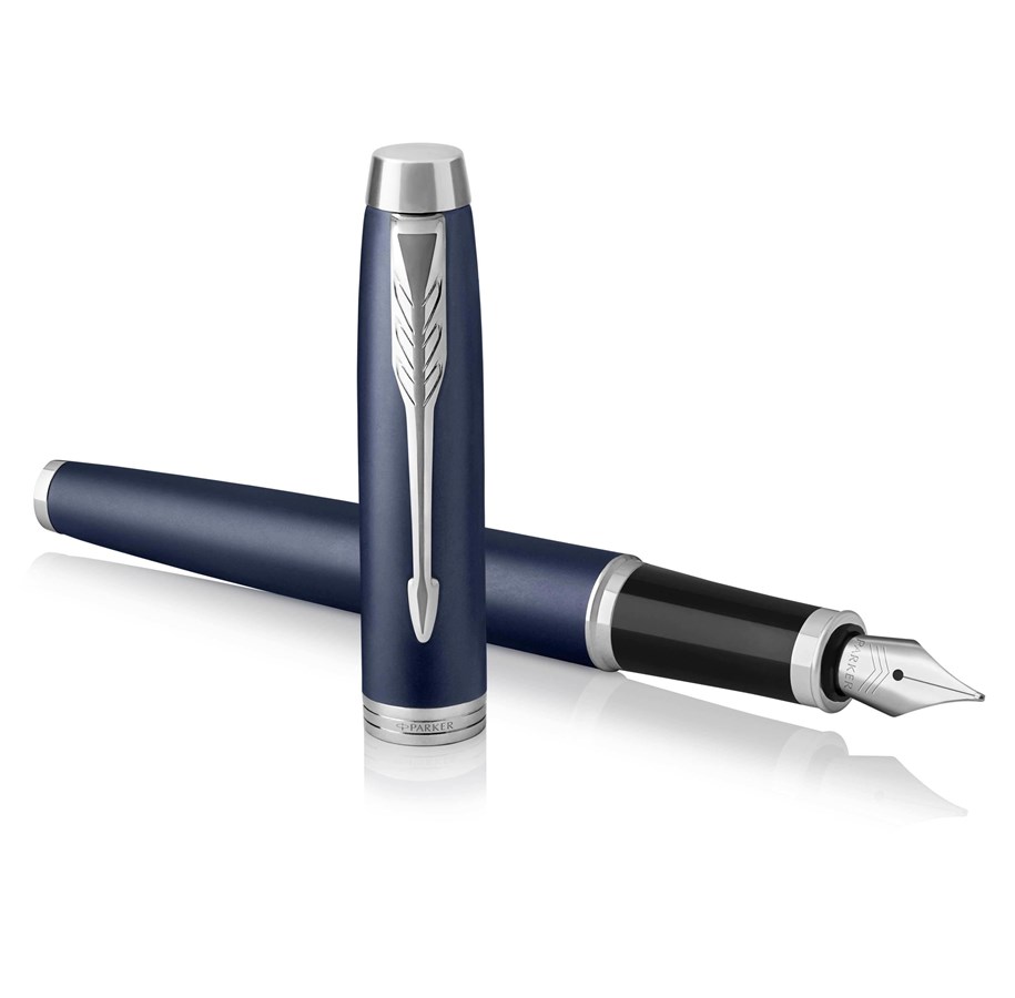 Skrive- og Tegneværktøjer - Parker IM Fountain Pen | Matte Blue | Medium Nib with Blue Ink Refill | Gift Box - R740931