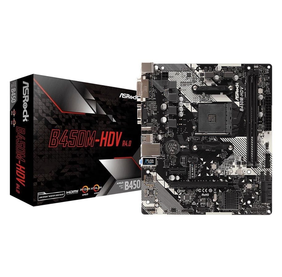 Bundkort - ASRock B450M-HDV R4.0 Bundkort - AMD B450 - AMD AM4 socket - DDR4 RAM - Micro-ATX - R745641