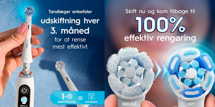 Oral-B iO børstehoved udskiftning – tandlæger anbefaler skift hver 3. måned for 100% effektiv rengøring