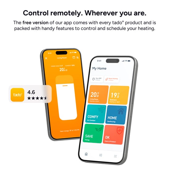 Gratis tado° app til fjernstyring og planlægning af varmen via smartphone
