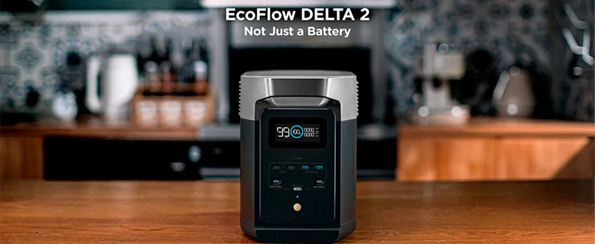 EcoFlow DELTA 2 power station på køkkenbord – Not Just a Battery, bærbar strøm til hjemmet