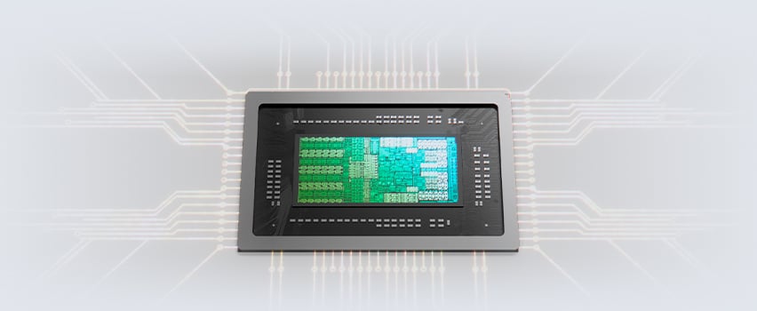 Nærbillede af NVIDIA RTX Spark-chip med kredsløbsbaner til bærbare computere